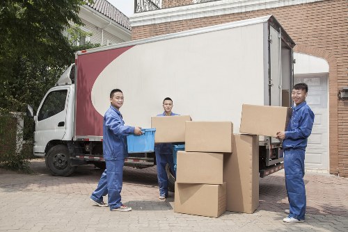 Moving truck ready for loading on a Hoxton street