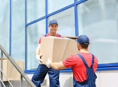 Secured items inside a moving van for safe transport