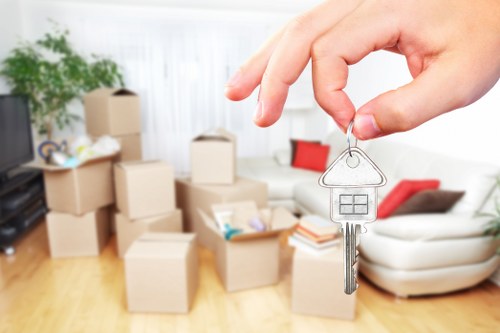 Van moving service with loaded items during a local collection