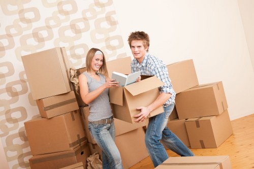 Packing and labeling office boxes for a Hoxton move