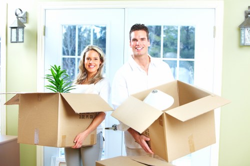 Packing and loading boxes for a home move in Hoxton